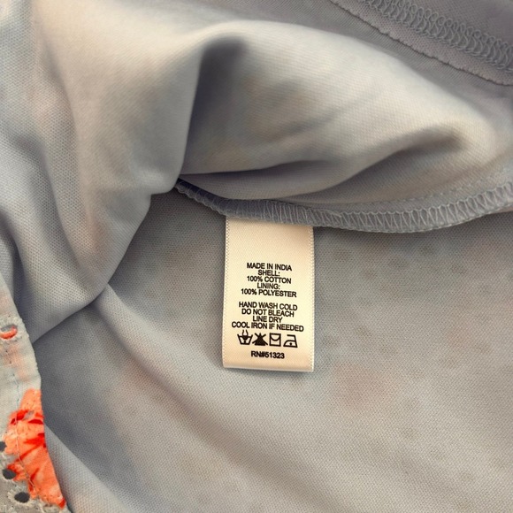 NWT CeCe Blue Floral Eyelet Off Shoulder Ruffle Sleeve Blouse Top Oversize Large - Picture 4 of 7